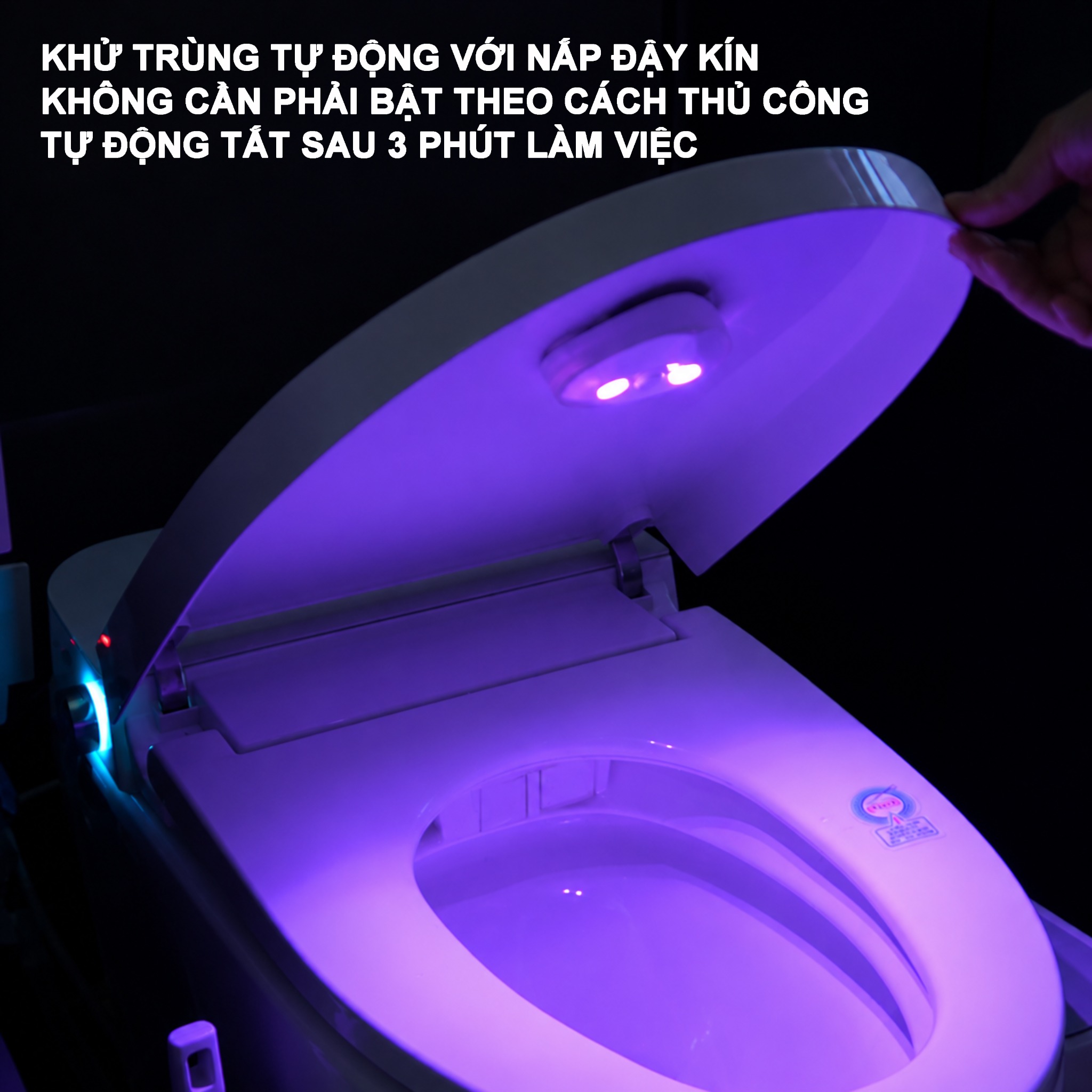 Ảnh đèn UV bên trong bồn cầu